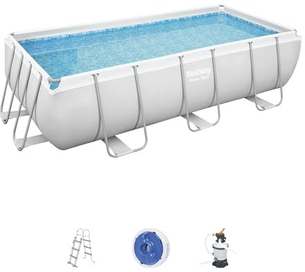 BESTWAY Piscine Hors Sol Rectangle Power Steel 404 x 201 x 100 cm Gris Clair