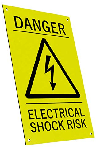 Warnschild Danger of Electrical Shock, mit Gravur, Gelb/Schwarz