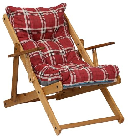 Liberoshopping Fauteuil Chaise Longue Relax inclinable 3 Positions en Bois Pliant (Rouge)