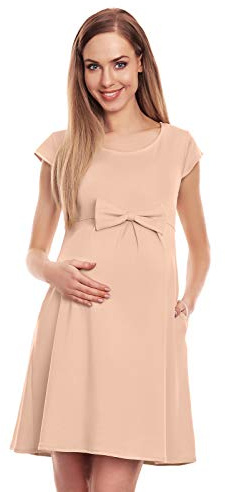 Selente Mummy Love Vestito Basic Premaman di qualità, Fiocco Beige, L/XL