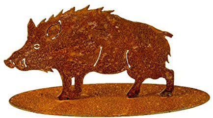 Edelrost Gartenfigur Wildschwein - Rost Gartendeko Metall Gartendekoration