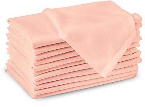 Encasa XO Baumwollstoffservietten | 12er-Set | Größe 43x43 cm | Pfirsich Volltonfarbe | Waschmaschinenfest