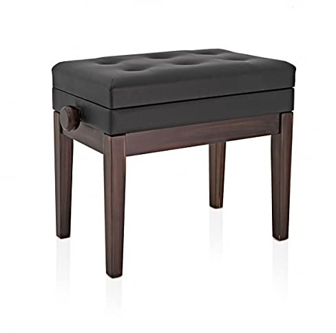 Palisander Klavierhocker mit Ablage von Gear4music Höhenverstellbar