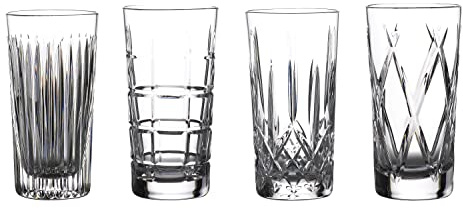 Waterford 1058571 Gin Journeys Hiball 16 oz Set/4 (Aras, Cluin, Lismore, & Olann), Crystal, Clear