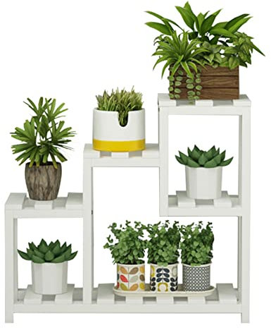 XJHOME Pflanzenregal Holz, 5 Ebenen Blumenregal Pflanzentreppe Regals, Blumenständer Blumentreppe Outdoor Garten Balkon, Blumentöpfe Holzregal, 42x14x36cm