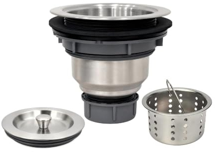 Lynnado Kitchen Sink Drain Assembly Kit 3-1/2 Inch with Deep Basket,304 Stainless Steel Sink Strainer with Stopper & Sealing Lid