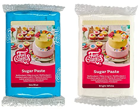 AOS Set | Funcakes Rollfondant 2er Set 500g Oktoberfest | 250g Blau & 250g Weiß | einfach zu verwenden, glatt, flexibel, weich und biegsam | perfekt zum Dekorieren von Kuchen & Torten