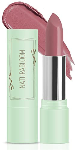 NATURABLOOM Hydrating Lipstick Long Lasting (Peony) - 90% Natural, Vegan Pink Nude Lipstick, Highly-Pigmented, Moisturising, With Natural Oils, Vitamin E and D, Cream Finish Lip Color