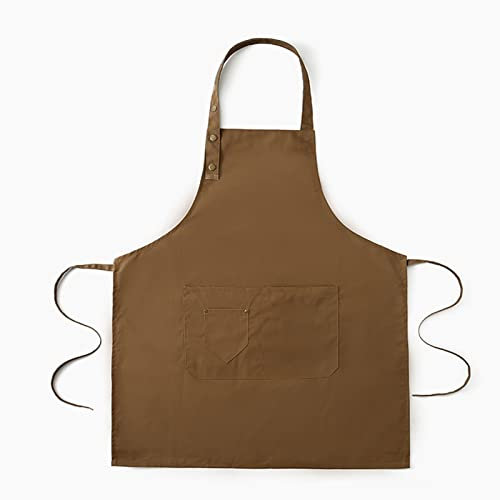 ALCKO Waxed Canvas Schürzen for Damen Herren, Arbeitsschürze Mit Werkzeugtaschen, wasserdichte Ölbeständige Kochschürze (Color : Brown, Size : XL)