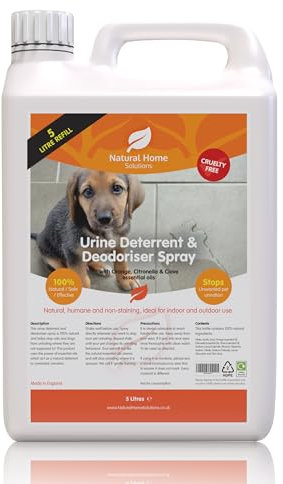 Natural Home Solutions Urine Deterrent & Deodoriser Big Value 5L Refill Urine Stop for Cat And Dog Repellent Stop Cats And Dogs Repeat Marking Indoors And Outdoors 100% Natural Enzyme Urine Destroyer