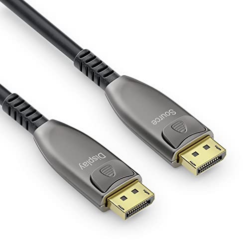 Sonero® Cable 8K-DisplayPort 1.4, cable híbrido de fibra óptica, resolución hasta 8K 60 Hz (7680 x 4320) / 4K 120Hz (3840 × 2160), soporte HDR y DSC, antracita, 15 metros