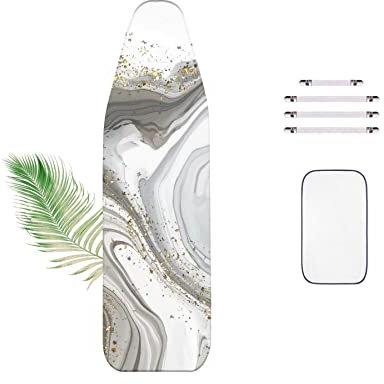 WTAIS Extra Groß - BüGeltischbezug Aus Baumwolle, Verdickt - 2 In 1 Design, XXL(160x60cm), Universeller Bügelbrettabdeckung, mit Verstellbarer VerstäRkungsschnalle, für BüGeltischoberfläche