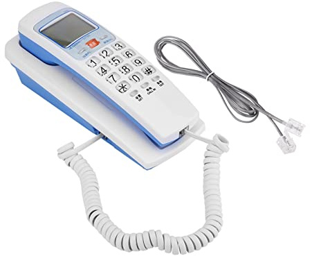 KOSDFOGE Téléphone Filaire avec Répondeur, FSK/DTMF Identification De L'appelant Téléphone Filaire Bureau Mettez L'extension de la Mode de la Ligne Fixe Ancien Téléphone Version Améliorée (Blanc)