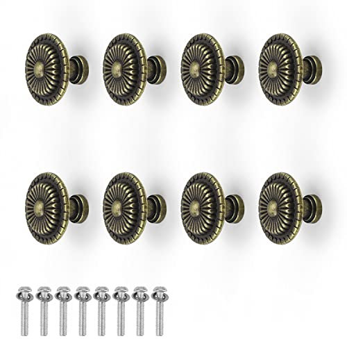 DEANKEJI 32mm Möbelgriffe Vintage, 8 Stück Bronze Möbelknöpfe, Schubladenknöpfe mit Schrauben Antiker Stil, Korrosions und Feuchtigkeitsbeständig, Kommodengriffe für Schuhschränke, Küchenschrank