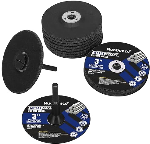 NuoDunco 22Pack - 3 Inch Grinding & Cutting Wheel and Mandrel Kit 10Pcs Cut Off Wheel + 10Pcs Grinding Discs + 2 Set 1/4 Stem Mounting Mandrel for Die Grinder Rotary Tool Drill Attachment Cutter Discs