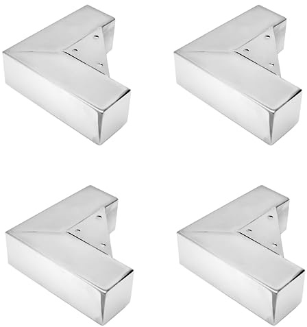 GTV - Möbelfüße MODERN 941, Füße aus Chromstahl, Für Kommoden, Sofas, Schränke, Kunststoffschlitten, Abmessungen Montageplatte: 150x150 mm, Höhe: 56 mm, Farbe: Chrom - 4 Stück