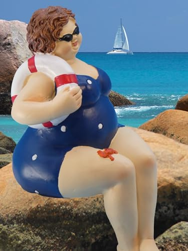 Pommerntraum ® | Dekorationsfigur Sammlerfigur Kantenhocker Kantensitzer mollige Dame moppelige Frau Nana Lady Rubensfigur Rubensdame (Blau)