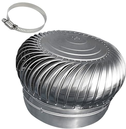 HJXGQJM Lüftung Aussenhaube, Regenhut Dachhaube, Drehbar Edelstahl Kaminhaube, Strom Nicht Erforderlich, Edelstahl Wetterschutzgitt, Universal Reduzierstück Lüftungssystem(9.8inch(250mm))
