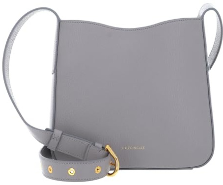 Coccinelle Leder Umhängetasche Schultertasche Dazz Mini Bag Grained Leather Light Grey hellgrau
