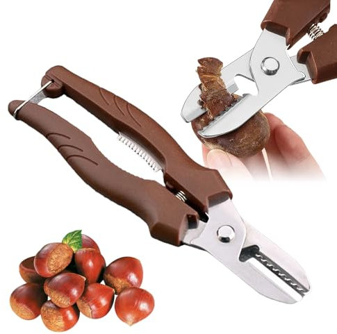 Kastanienschalen Öffner Walnuss Zange Maronizange Kastanie Schneider,Walnussknacker für alle Trockenfrüchte mit ergonomischem und arbeitssparendem Griff (2 Stk)
