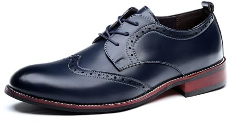 Herrskor läder formella skor Business Oxford Derby skor brogue retro klänningsskor för män, BLÅ, 39.5 EU