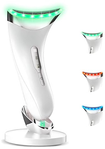 Face Massager, Electric Facial Massager, Neck Lifting with 3 LED Modes 45°C Heat, EMS Microcurrent Face Lifting Device, Face Sculpting, Anti-Wrinkle, Anti-Aging for Women
