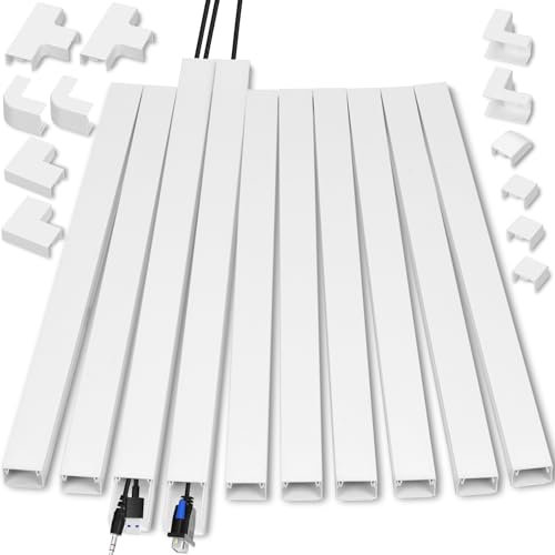 Swpeet Lot de 22 cache-câbles à peindre - 25,4 x 2,4 x 1,4 cm - Cache-câbles - Cache-câbles - Cache-câbles - Cache-câbles - Cache-câbles pour câbles sur TV murale