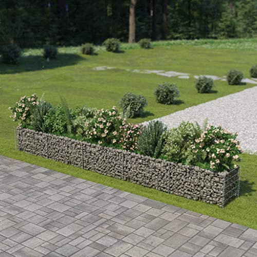 Iiaky Gabionen-Hochbeet Verzinkter Stahl 450×50×50 cm Gabionen Hochbeet Gabionen Zaun ZubehöR Gabionen Gabionengitter