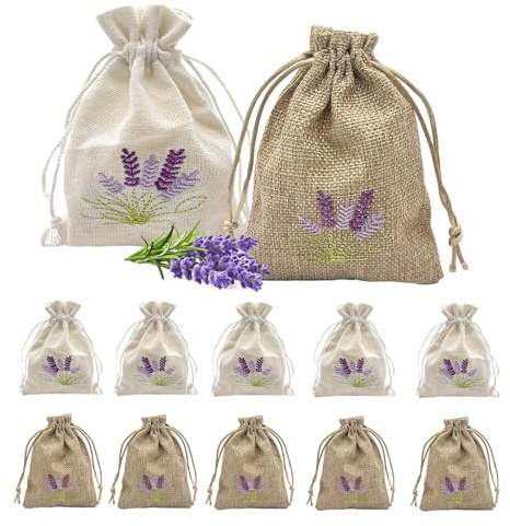 XQMMGO 12 Stück Lavendelbeutel Beutel Leere, Lavendel Beutelchen Mit Kordelzug, Gewürzbeutel, Kleine Geschenke, Lippenstift, Kleingeld, Schmuck, Snacks