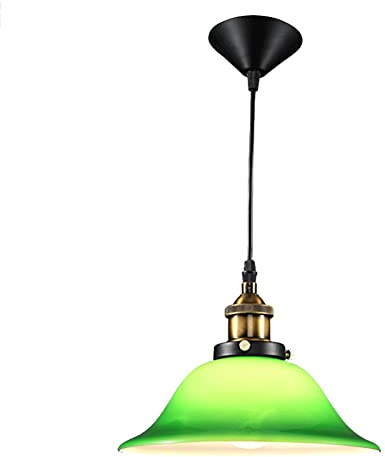 Lámpara colgante de banqueros de araña moderna, lámpara colgante de vidrio verde retro de estilo americano, lámpara de iluminación industrial vintage para el hogar para restaurante, dormitorio, sala