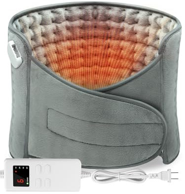 Heizkissen Elektrische Heizkissen mit Abschaltautomatik Wärmekissen Elektrische mit 6 Temperaturstufen und 4 Zeiteinstellungen Überhitzungsschutz für Rücken, Nacken, Schulter, Bauch, 120 x 30cm Grau
