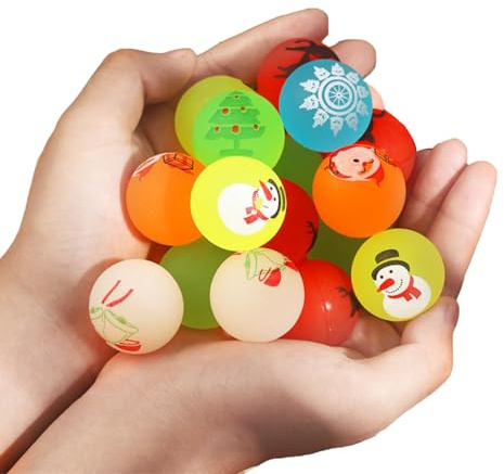 DVOFU 30 Stück Weihnachts-Hüpfbälle, sortiert, leuchten im Dunkeln, Gummibälle, Partytüten, Füllstoffe für Kinder, Schule, Klassenzimmer, Spiele