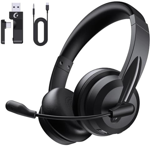 syndesmos Headset mit Mikrofon Bluetooth, Verstellbares Kopfband Headset PC, Unterstützt 2,4 G/Bluetooth V5.3/Kabelgebundene Verbindung, für Telefon, Tablette, CallCenter, Büro, Treffen, Geschäft