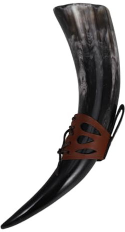 GRIRIW Medieval Viking Horn Chalice Large Beer Stein Norse Cup Decorative Drinking Horn Mug