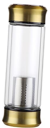 Amosfun Double Wall Heat-Resistant Glass Tea Water Bottle Lid for Travel Office Double Wall Glass Infuser Cup