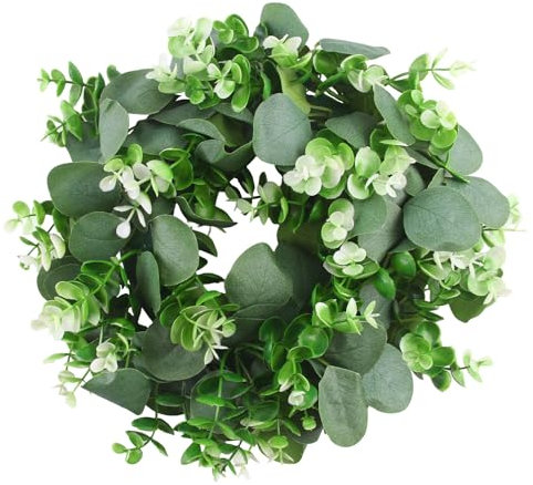 Xbessc 35cm Corona Artificial para la Puerta Delantera Verde Corona de Eucalipto Artificial para la Pared Ventana Porche Boda Fiesta Decoración del Hogar de Primavera y Verano