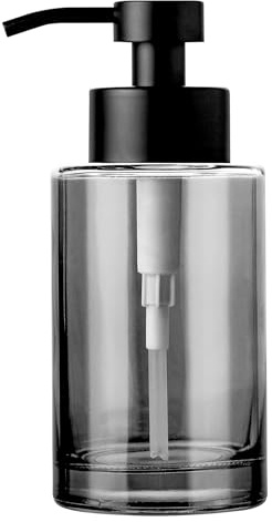 Enra 12oz Schwarzer Glas-Seifenspender, nachfüllbarer Handseifenspender | Schwarzes dickes Glas mit Edelstahlpumpe, modernes Design und breite Öffnung zum einfachen Nachfüllen von Seife, Lotion.