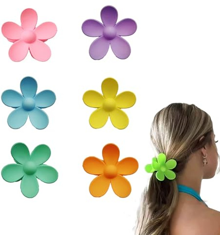 GWAWG 6 piezas pelo clip de cabello,Pinzas de pelo de plástico para flores,Pinzas para garras mate,Pinzas para el cabello en forma de flor,pinzas para el cabello florales,pinzas para el cabello en