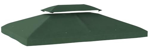 Outsunny Techo de Repuesto para Cenador con Techo Doble 4x3 m, Verde | Cubierta de Repuesto, 10 Orificios de Drenaje, Protección UV, SOLO Toldo de Recambio para Pabellón Gazebo