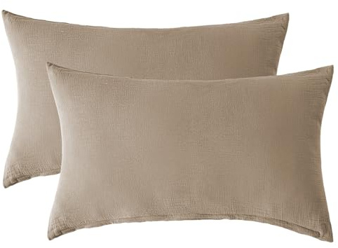 SOULFUL Doppelte Musselin Kissenbezug 40x60 Baumwolle 2 Teilig, Beige