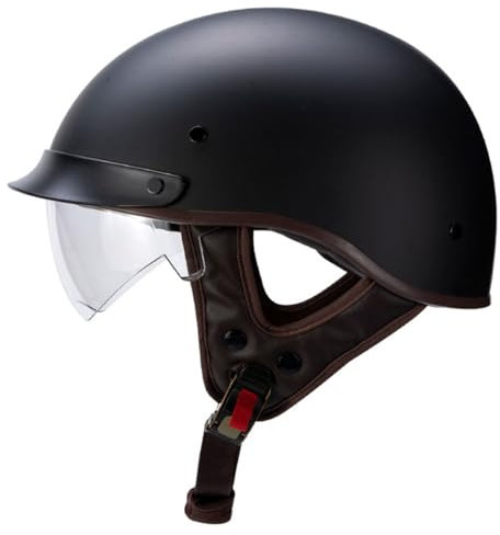 Retrò Casco Moto Demi-Jet Mezzo Casco Moto Con Visiera Scooter Cruiser Chopper Casco Da Moto Aperto Omologato ECEDOT Casco Scodella Portatile Per Uomo Donna 3,M:57-58CM