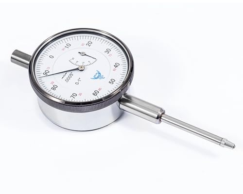 PEC Tools Stainless Steel Premium Dial Indicator 0-1, High Precision Shock Resistent, Heavy Duty Industrial Inspection Tool with Large Watch Face, Graduation 0.0005