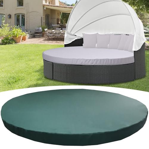 Outdoor-Tagesbett-Kissenbezug, 168 cm, elastisches Band, Ersatzbezug, rund, für Terrasse, Tagesbett, einfache Passform, Sonnenliegen-Bezug (Dunkelgrün)