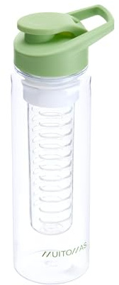 Muitomas, Borraccia con Infusore, Design Compatto con Tappo Ermetico, per Infusi di Frutta, Tè o Erbe, Capacità di 700 ml, Colore Verde Salvia