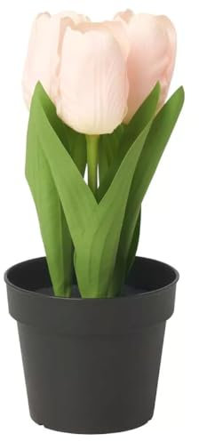 NIKTI FEJKA - Pianta artificiale in vaso, tulipano rosa in vaso con vaso SAMVERKA, fiori finti realistici, decorazione per interni ed esterni, bassa manutenzione, composizione floreale realistica