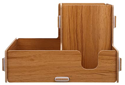 Luxshiny Portavasos de Escritorio de Madera para Vasos de Papel Organizador de Vasos Compartimentos para Pajitas y Bebidas para Cafeterías y Oficinas