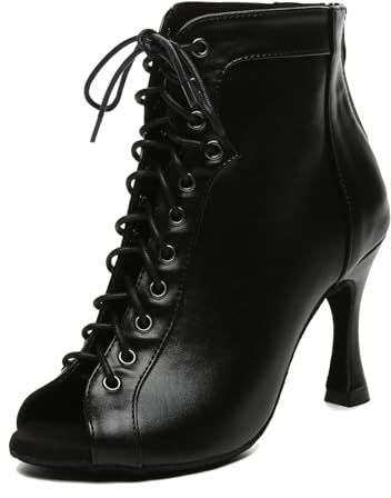 Miyoopark dam latin standard dansskor sexig kväll feststövlar, L627 svart 9 cm klack, 44 EU