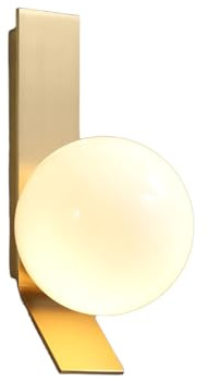 S-Cevada Modern Minimalist Brass Wall Lamp with Spherical Glass Shade, Soft Light, Slanted Base for Bedroom, Living Room, Dining Room, and Hallway, Compatible with G9 Bulb (Single-Head)