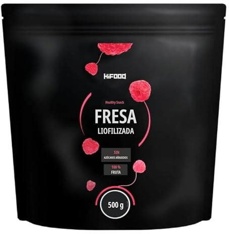 HiFood frambuesas liofilizadas en trozos 500 g. Frambuesas deshidratadas para muesli, smoothies, postres y productos de repostería, perfectas como decoración para tartas