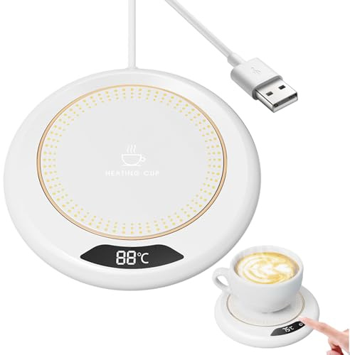 Mihauuke Calentador De Tazas - Base Calefactora USB Inteligente con 3 Niveles De Temperatura 20 Vatios,Base Térmica Eléctrica Ajustable para Vela Té Leche Bebida - Regalo Hogar Comedor Bar Casa